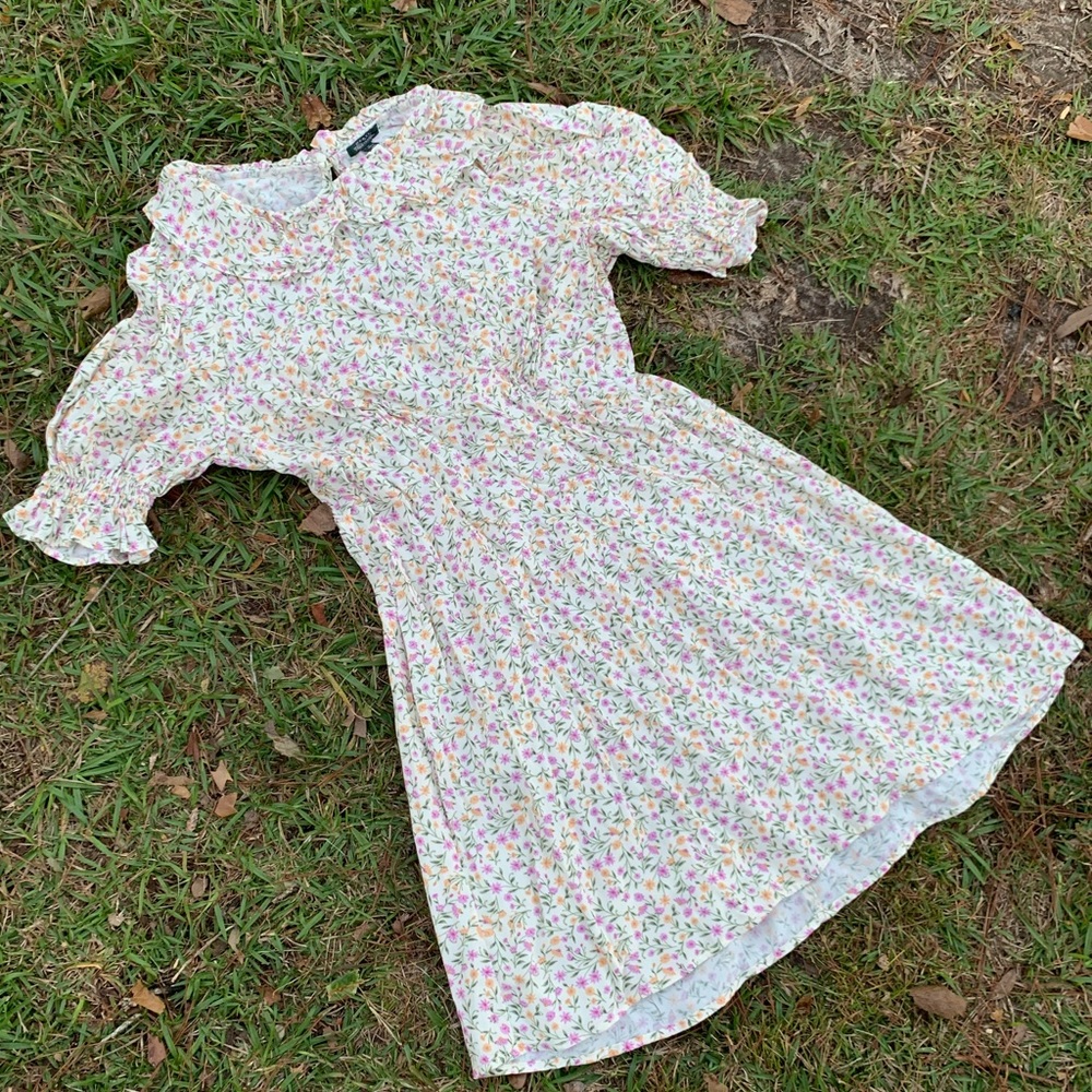 Farm style floral dress with collar